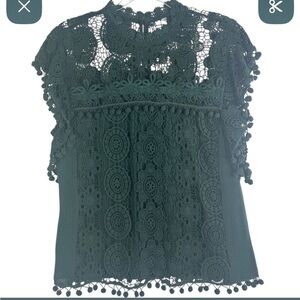 Tularosa Dark Green Crochet Blouse